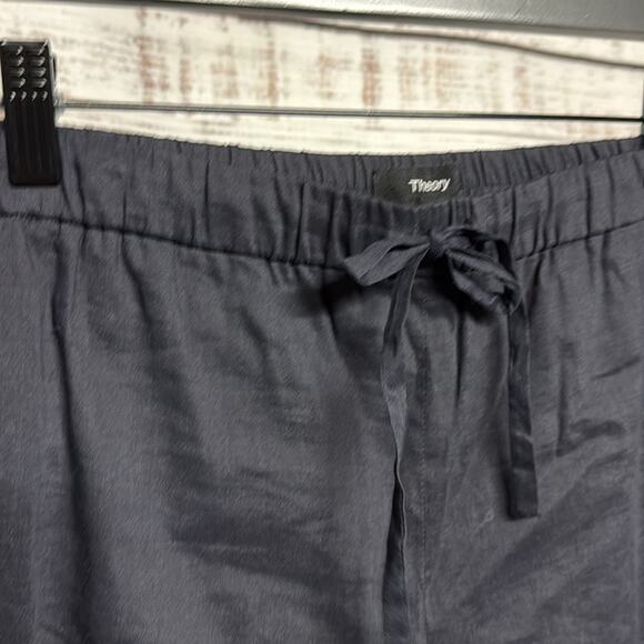 Theory Treeca Jogger in Eco Crunch Wash Linen Blend Navy Blue Small - Picture 3 of 7